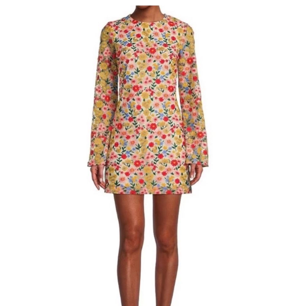 ANTONIO MELANI x THE NAT NOTE CLEMENTINA MINI DRESS EMBROIDERED FLORAL SIZE 6